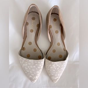 Boden Cleo Calf Hair D’Orsay Flats Size EU 36.5 / US 6 Dotted Beige